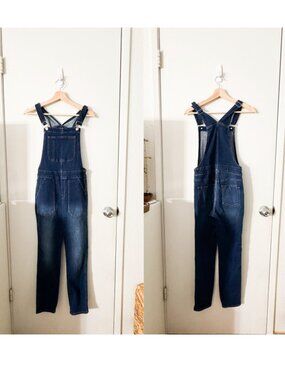 ☀️ J CREW Denim Overall Jeans Indigo Dark Wash Blue Size XS